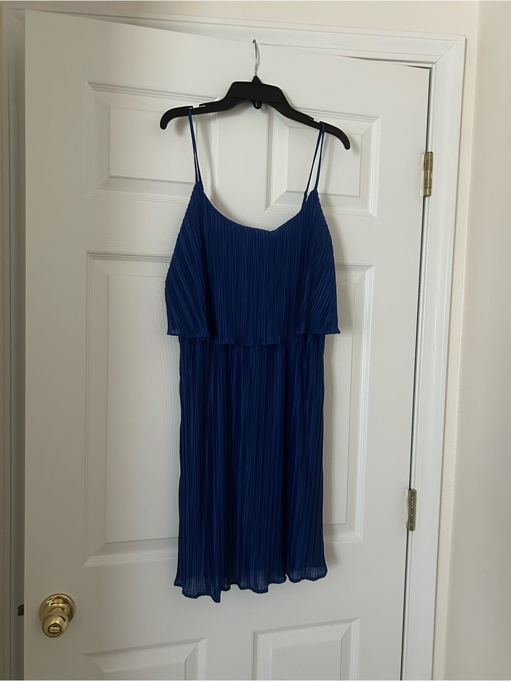 Gilli Pleated Royal Blue Spaghetti Strap Mini Dress